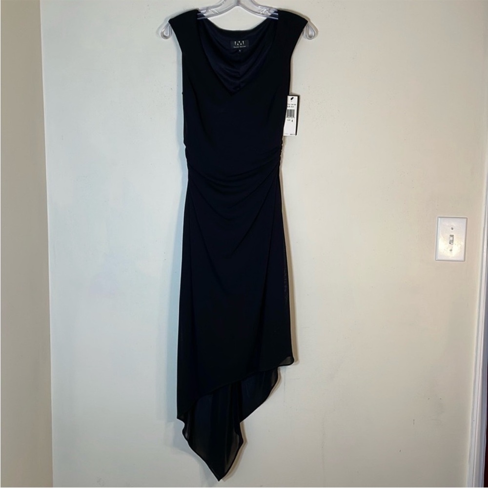 David Meister Black Sleeveless Asymmetrical Maxi Sheath Dress.  4. NWT. $206!